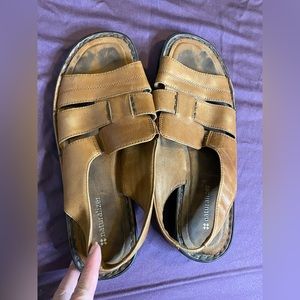Tan open toe fisherman sandals